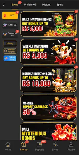 188PKR Game promo page showing daily, weekly, and monthly bonuses, deposit cashback, and reward offers