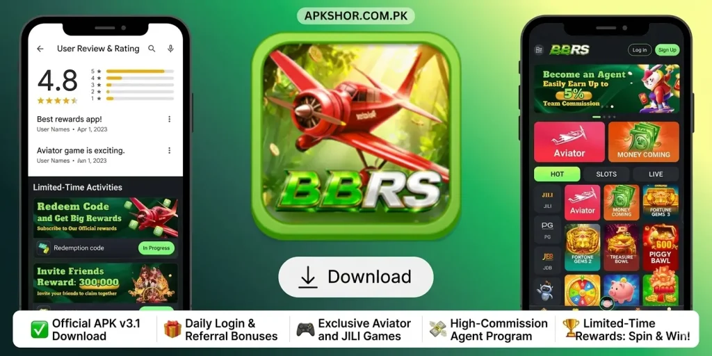 BBRS Game APK Interface 2026 – Real Earning App Dashboard Pakistan