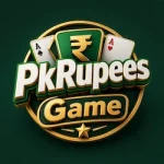 PK Rupees Game Download 3D logo in white and gold color