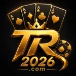 TR 2026 Game logo featuring a gold 3D TR design, crown, casino cards, poker chip, and 2026 branding.