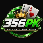 356PK Game logo featuring playing cards, a golden crown, and green casino-style design.