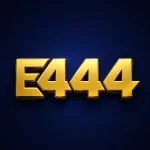 E444 Game 3D logo in golden color and blue background