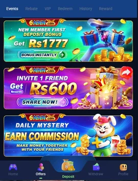 6nnn game promotion page with variety of bonuses and rewards for  new users