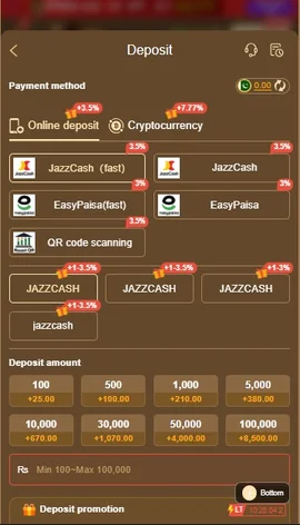 Win1313 Game img showing depositing process with payment methods