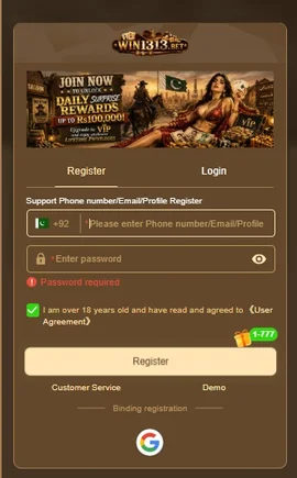 Win1313 Game img of registration and login process with instruction
