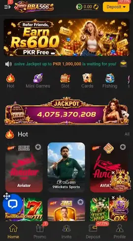 bba566 game home page with casino style games and a jackpot banner.